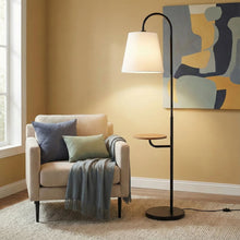 Load image into Gallery viewer, Seoul - Floor Lamp With Rotary Switch Wood Table Base - Black / White
