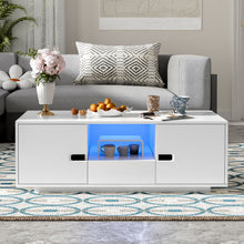 Load image into Gallery viewer, Modern High Glossy Rectangle Coffee Table With 16 Color LED Lights For Living Room
