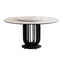 Load image into Gallery viewer, Round Dining Table With Carbon Steel Base And Lazy Susan / For Kitchen And Dining Room, 4 Chairs - Black / White
