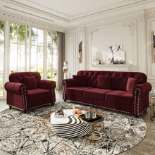 Load image into Gallery viewer, Upholstered Sofa Set With Nailhead Trim And Rolled Armrests, Includes Pillows
