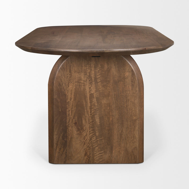 Solid Wood Double Pedestal Base Oval Dining Table (727874) - Brown