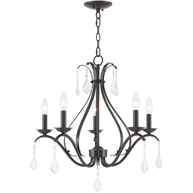 23" Five-Light Dimmable Chandelier With Shades - Bronze