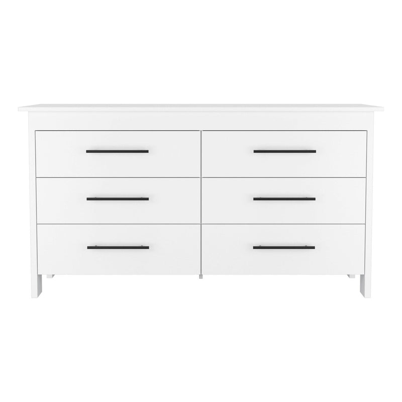 59" Six Drawer Double Dresser - White