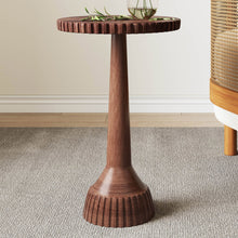 Load image into Gallery viewer, Modern Mango Wood Round End Table With Pedestal Base - Honey
