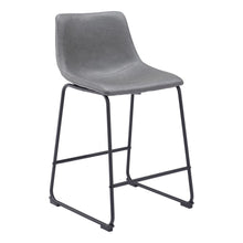 Load image into Gallery viewer, 24" Faux Leather And Steel Counter Height Bar Chairs (Set of 2) - Charcoal And Black
