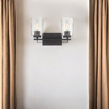 Load image into Gallery viewer, Metal And Textured Glass Two Light Wall Sconce - Bronze
