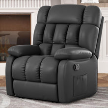 Load image into Gallery viewer, Faux Leather Manual Recliner (718690) - Black
