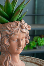 Load image into Gallery viewer, 8X9X11.5" Head Bust Planter, Greek Style Cement Head Planter, Indoor Outdoor Home Garden Decor - Brown
