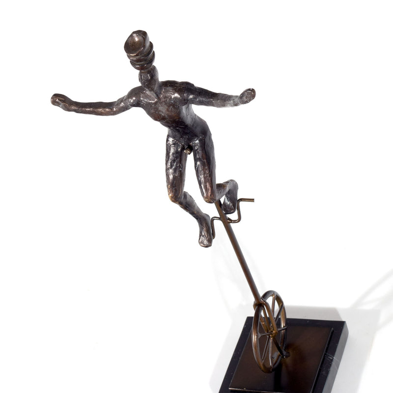 Unicycle Man Tabletop Sculpture - Bronze