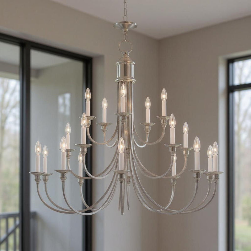 40" Multi Light Dimmable Chandelier With Shades - Nickel