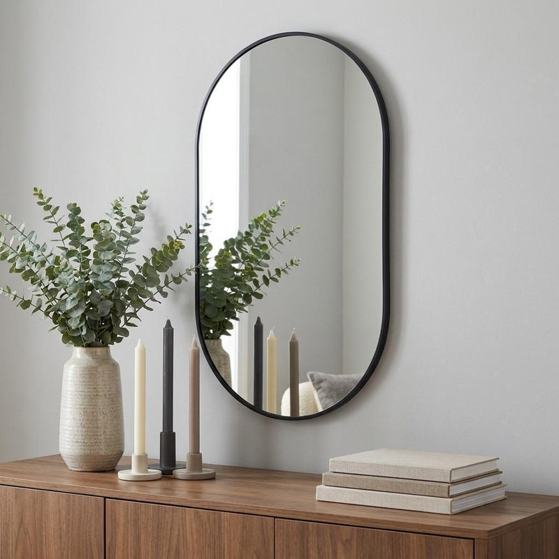 Aluminum Oval Framed Accent Mirror (756090) - Black
