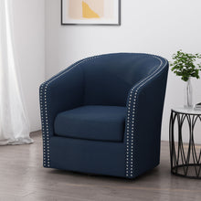 Load image into Gallery viewer, Modern Upholstered Swivel Club Chair With Nailhead Trim
