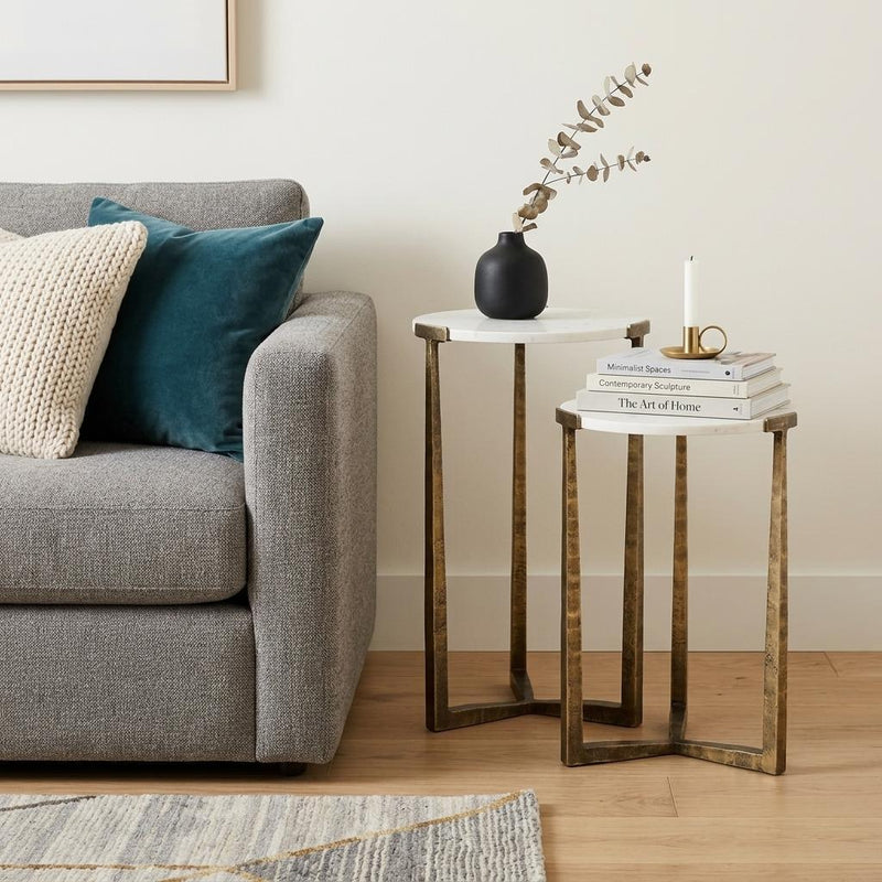Marble Round Nested Tables (Set of 2) - White