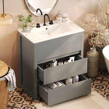 Load image into Gallery viewer, Freestanding Bathroom Vanity With Ceramic Sink, 2 Full Extension Drawers

