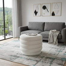 Load image into Gallery viewer, Velvet Tufted Round Cocktail Ottoman - White
