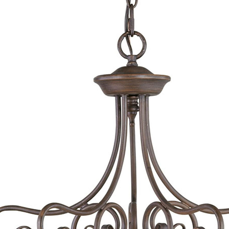 23'' Five Light Metal Dimmable Chandelier With Shades - Bronze