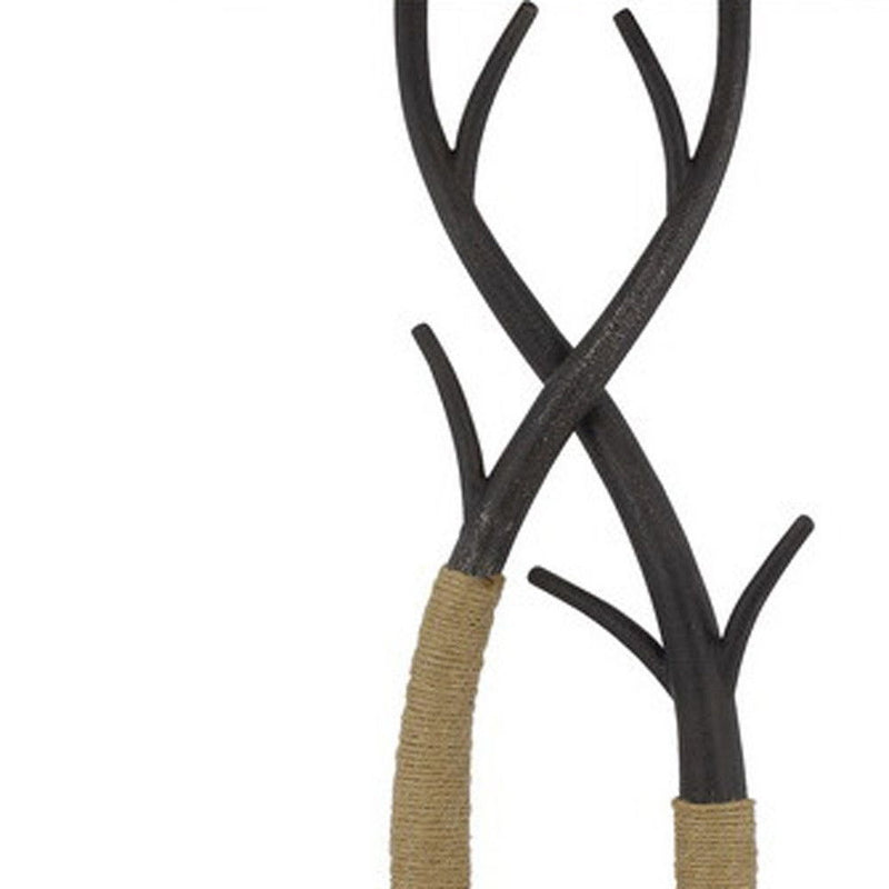 Traditional Shaped Floor Lamp With Tan Rectangular Shade - Black