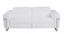 Load image into Gallery viewer, Italian Leather USB Sofa With Silver Legs - White
