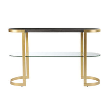 Load image into Gallery viewer, Solid Wood Oval Sled Console Table With Storage - Gray / Gold
