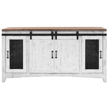 Load image into Gallery viewer, Solid Cabinet Enclosed Storage Distressed TV Stand - White
