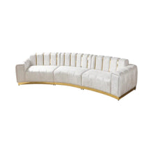 Load image into Gallery viewer, Velvet Curved Three Piece Sectional With Toss Pillows - Gold / White
