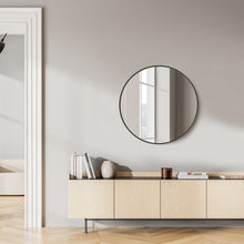 Load image into Gallery viewer, 24" Aluminum Round Framed Accent Mirror - Black
