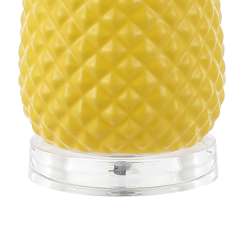 Pineapple Table Lamp With Globe Shade - Yellow
