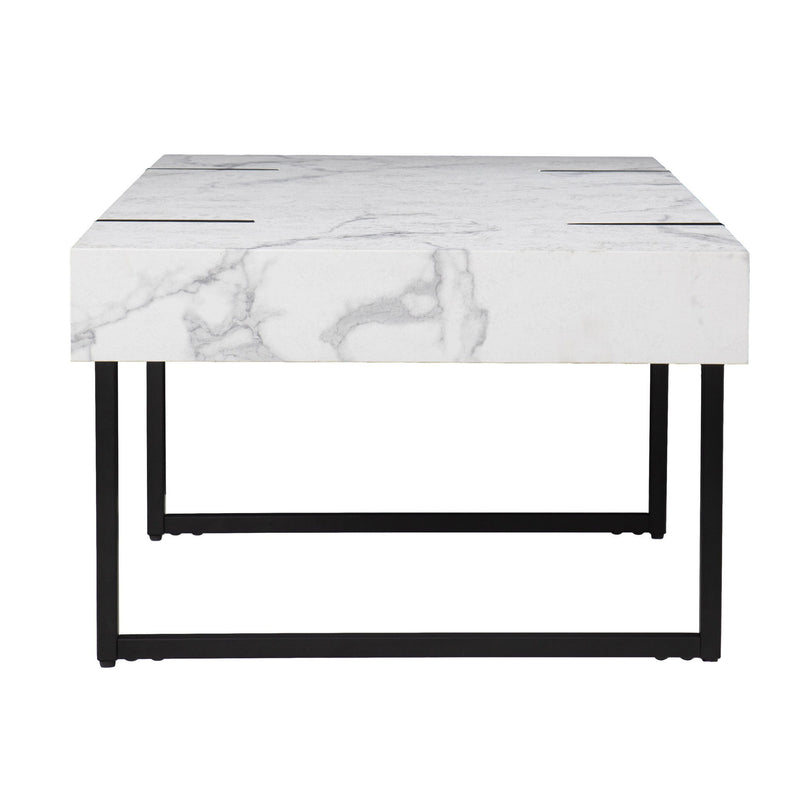 Faux Marble Metal With Iron Coffee Table - White