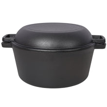 Load image into Gallery viewer, Pre-Seasoned Cast Dutch Oven 2 In 1 With Dual Handles And Covers, 5 Quart - Black
