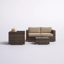 Load image into Gallery viewer, Modern Style Hdpe Wicker Seating Group With Cushions For 3 People In Brown Finish
