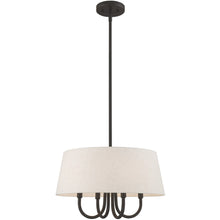 Load image into Gallery viewer, 20" Four Light Metal Dimmable Chandelier With Shades - Bronze / Cream
