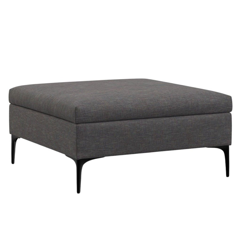Modern Upholstery Storage Ottoman - Black / Slate Gray