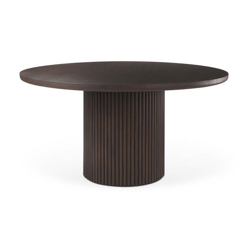 Solid Wood Pedestal Base Round Top Dining Table (727869) - Brown
