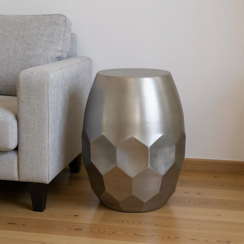 20" Metal Round End Table - Silver