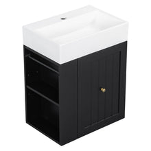 Load image into Gallery viewer, Modern Bathroom Vanity With Sink, Storage Cabinet, Drawer &amp; Side Shelf
