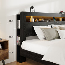 Load image into Gallery viewer, Wood Platform Bed Frame With Storage LED Light Headboard &amp; USB
