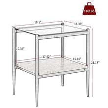 Load image into Gallery viewer, Modern Rectangle End Table (Set of 2) With Tempered Glass Tabletop And Layer - Brown
