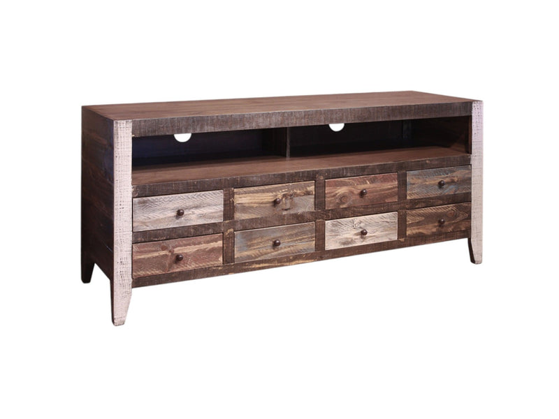 Enclosed Storage Distressed TV Stand Cabinet - Brown