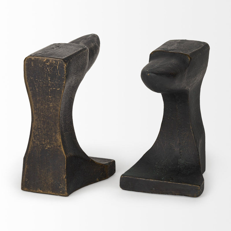 Poly Decorative Bookends (Set of 2) - Black / Gold