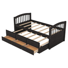 Load image into Gallery viewer, Twin over Twin Wood Bunk Bed with Trundle and Drawers, Espresso
