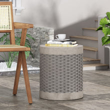 Load image into Gallery viewer, Outdoor Lightweight End Table Round Concrete Outdoor Side Table - Natural
