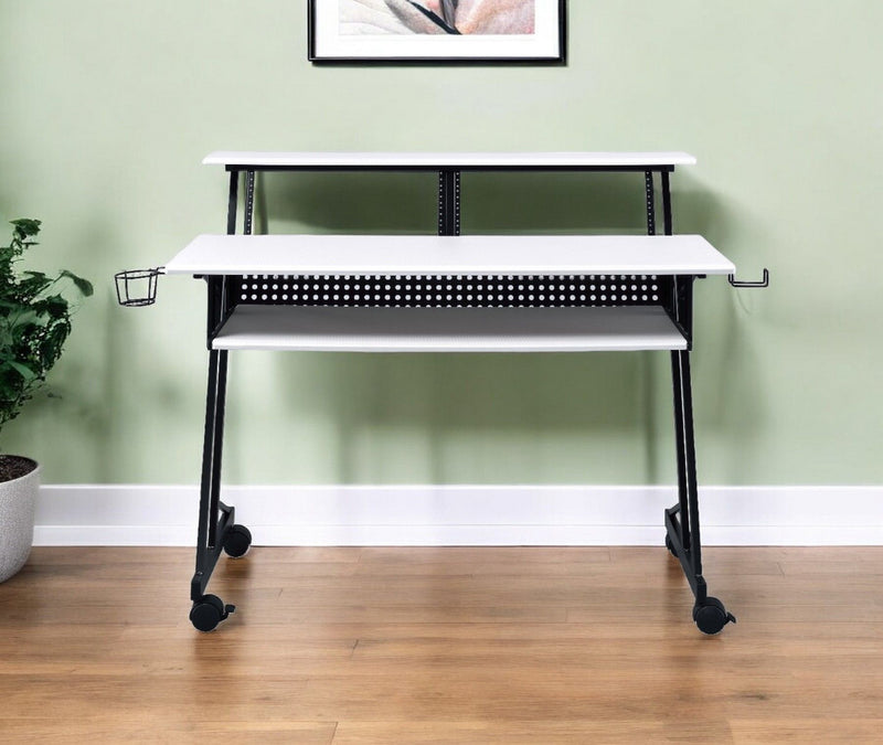 47" x 28" x 38" Computer Desk - White And Black