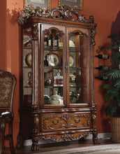 Load image into Gallery viewer, Oak Wood Poly Resin Glass Curio Cabinet - Cherry
