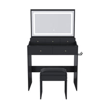 Load image into Gallery viewer, 30" Wood Lighted Vanity Five Drawer Dresser - Black
