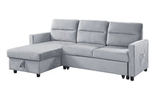 Load image into Gallery viewer, Ruby - Reversible Sleeper Sectional Sofa With Storage Chaise And Side Pocket - Light Gray
