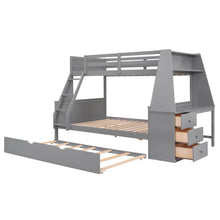Load image into Gallery viewer, Bunk Bed With Trundle And Built In Desk, 3 Storage Drawers And Shelf
