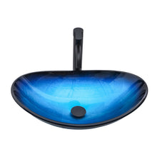 Load image into Gallery viewer, Tempered Glass Vessel Sink With Boat Shape Pop-Up Drain
