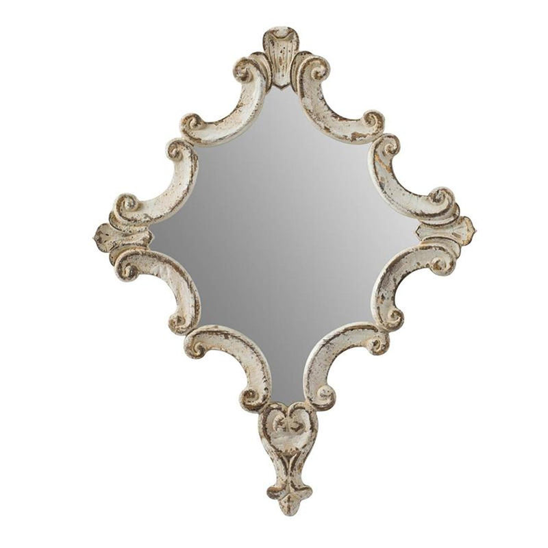 30" Diamond Solid Framed Accent Mirror - White