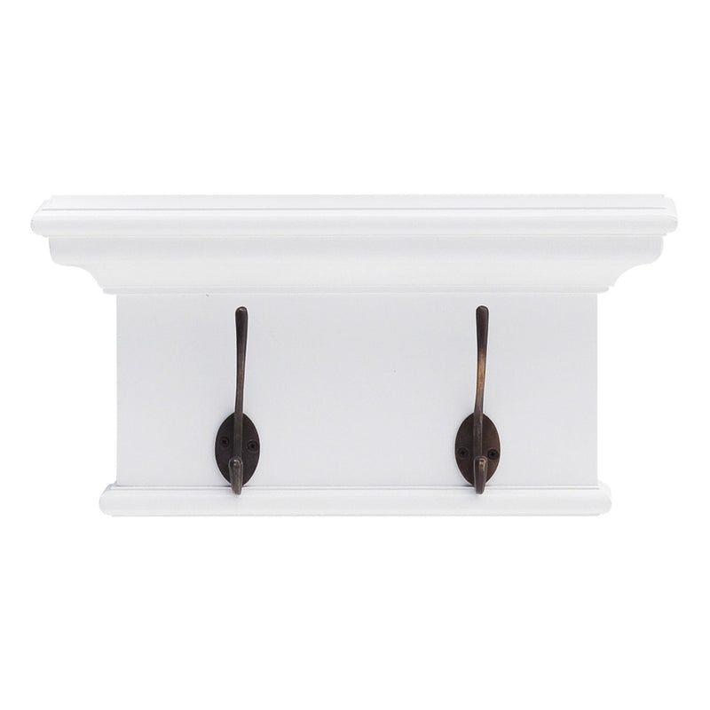 Classic Two Hook Hanging Coat Rack - White