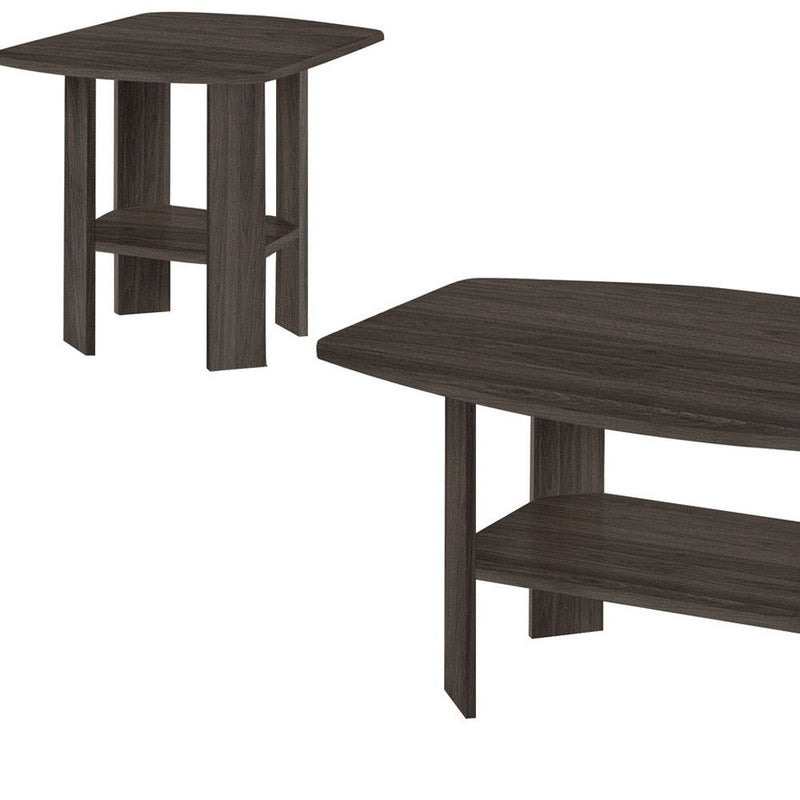 36" Coffee Table With Three Shelves (Set of 3) - Oak